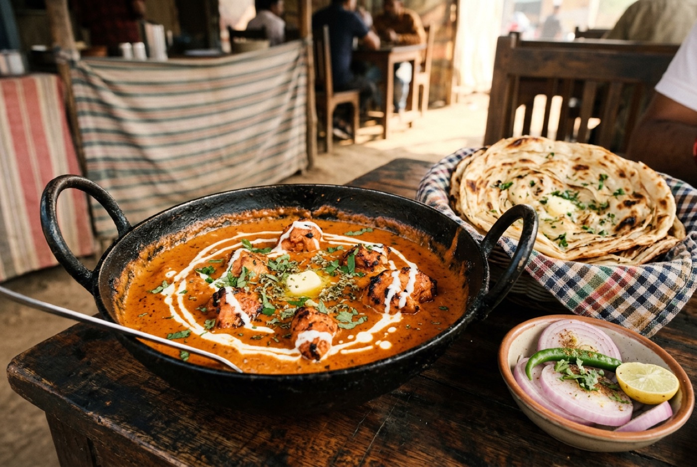 Dhaba-style butter chicken with paratha